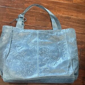Elegant Blue Embossed Tote Bag